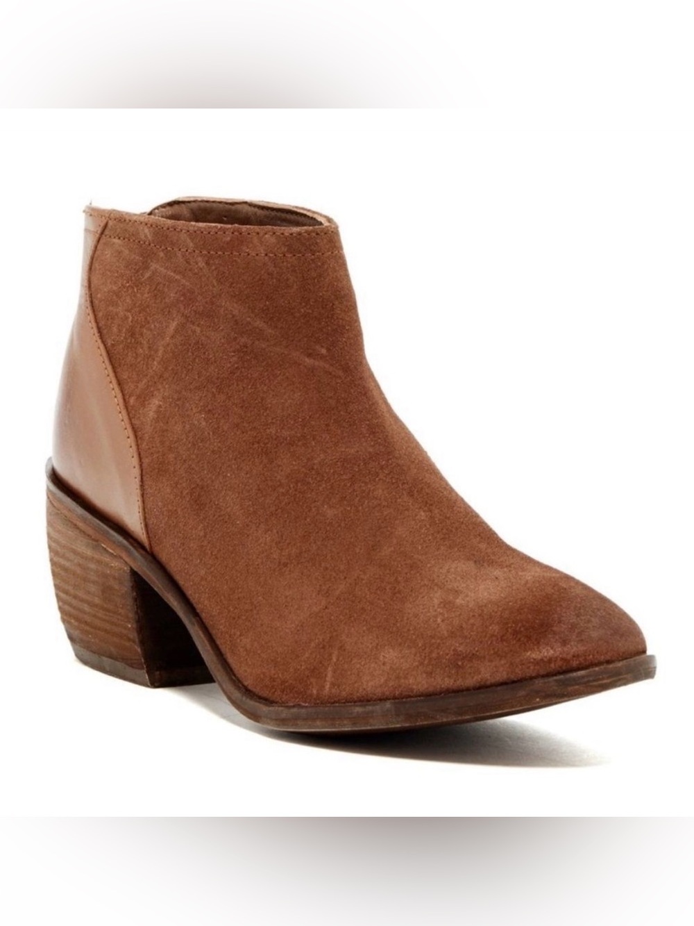 Charles By Charles David Yasmin Mid Heel Suede Brown Leather Ankle Boots Size 10